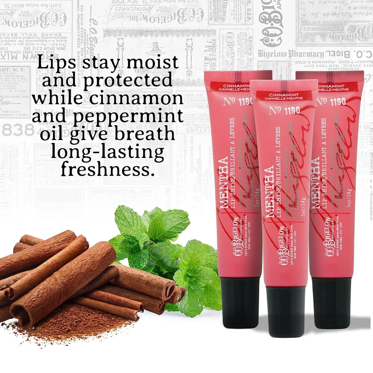 Cinnamint Mentha Lip Shine Lip Balm Trio, 3 Pack, 0.5 oz each V7390