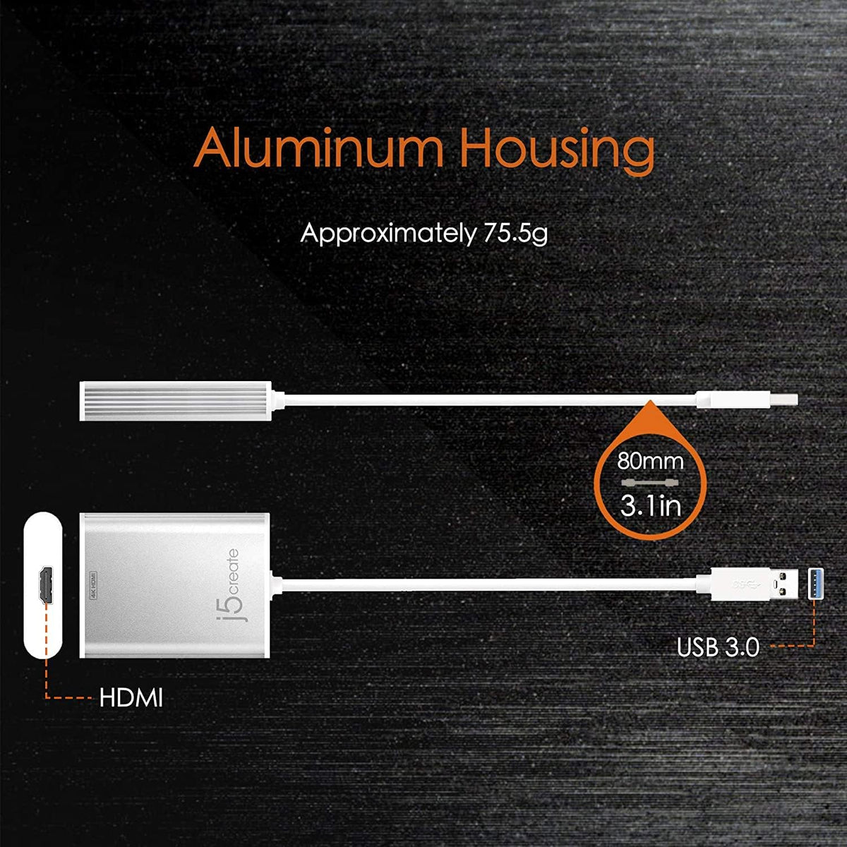 USB 3.0 to 4K HDMI Display Adapter, Aluminum Housing, Pack of 2 V35403