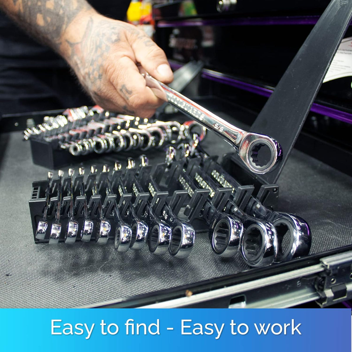 13 Pieces Slim Profile Ratcheting Wrench with Rack Organizer G5692