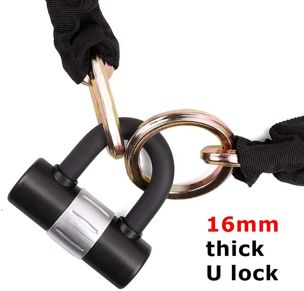 Heavy Duty 4ft Long Cut Proof 0.5 inch Thick Square Chains with 4 Keys 12mm U Lock A916725