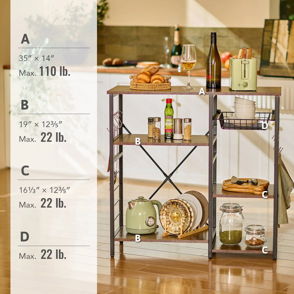 Baker’s Rack with Storage Basket Hooks K1886