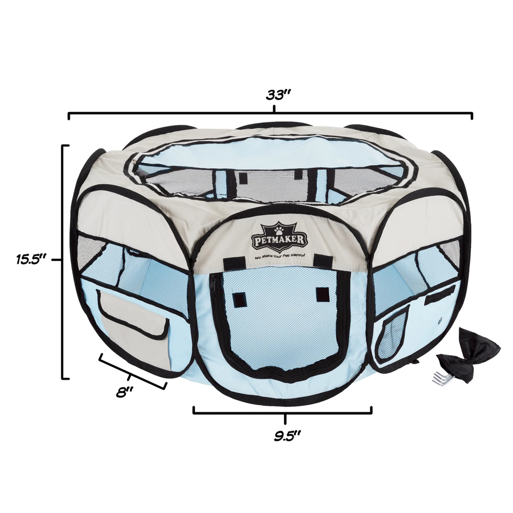 Blue Pop-Up Dog Crate with Carrying Bag Y10129