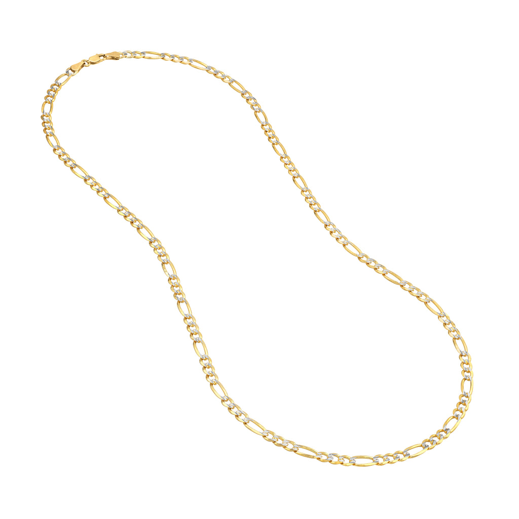 14K Two-Tone Gold 24" 4.75mm Pave Figaro Chain Necklace J93270