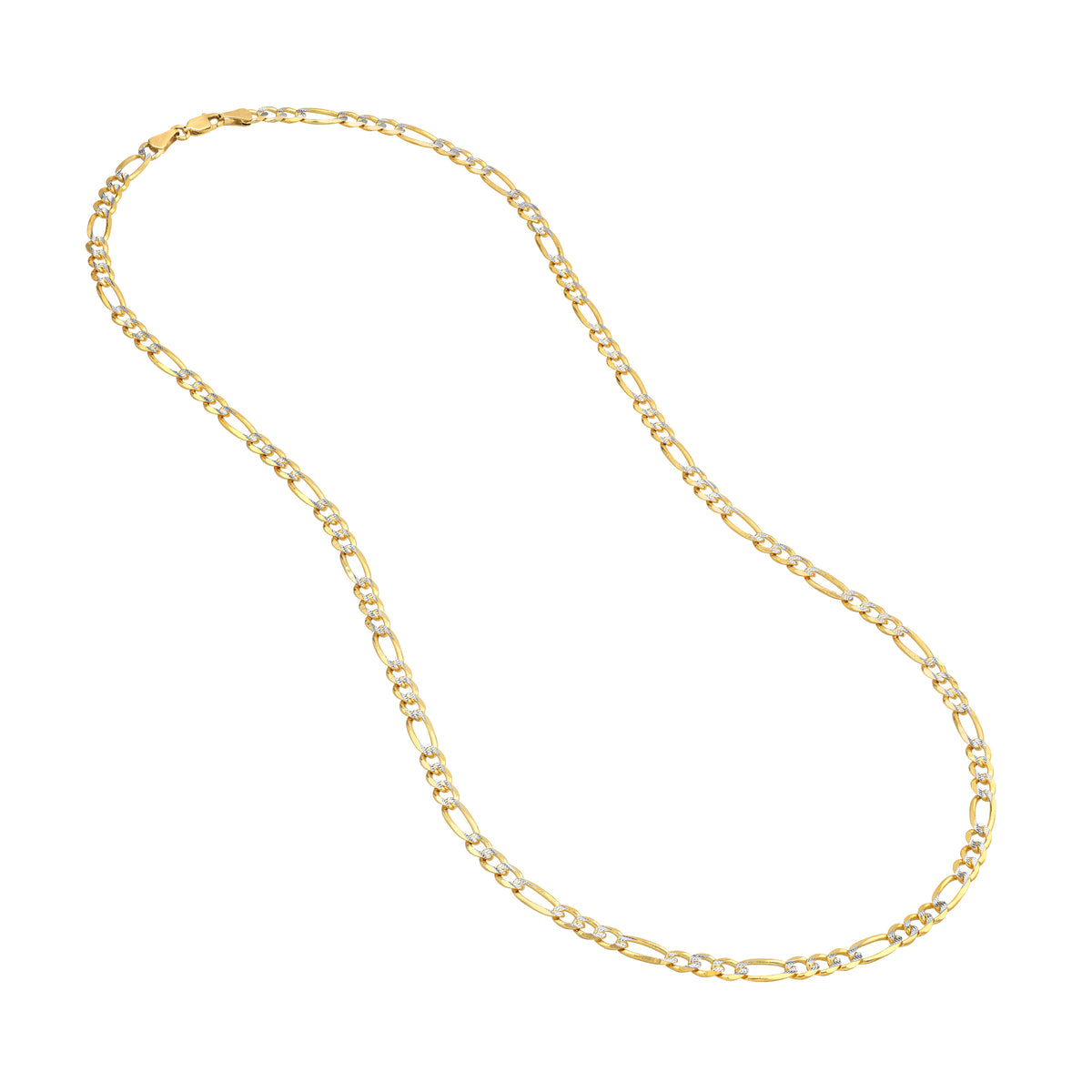 14K Two-Tone Gold 24" 4.75mm Pave Figaro Chain Necklace J93270