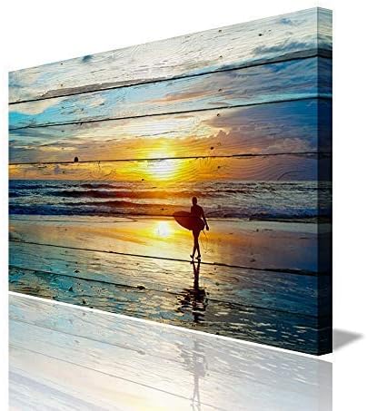 Framed Ocean Landscape Canvas Print 24x36 inch W16619