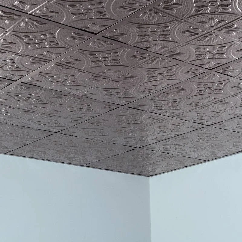 2ft x 2ft Brushed Nickel Vinyl Ceiling Tile (5 Pack) N13205