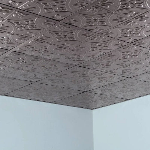 2ft x 2ft Brushed Nickel Vinyl Ceiling Tile (5 Pack) N13205