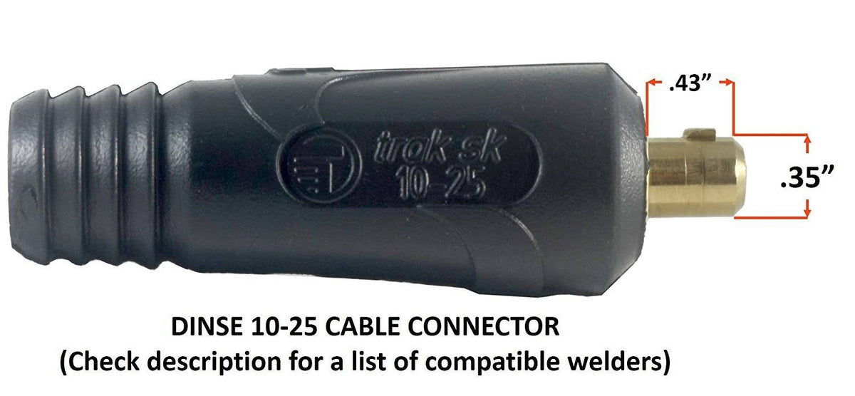 150 Amp Welding Leads Set Dinse 10-25 Connector #4 AWG Cable 15 Feet Each Lead I611
