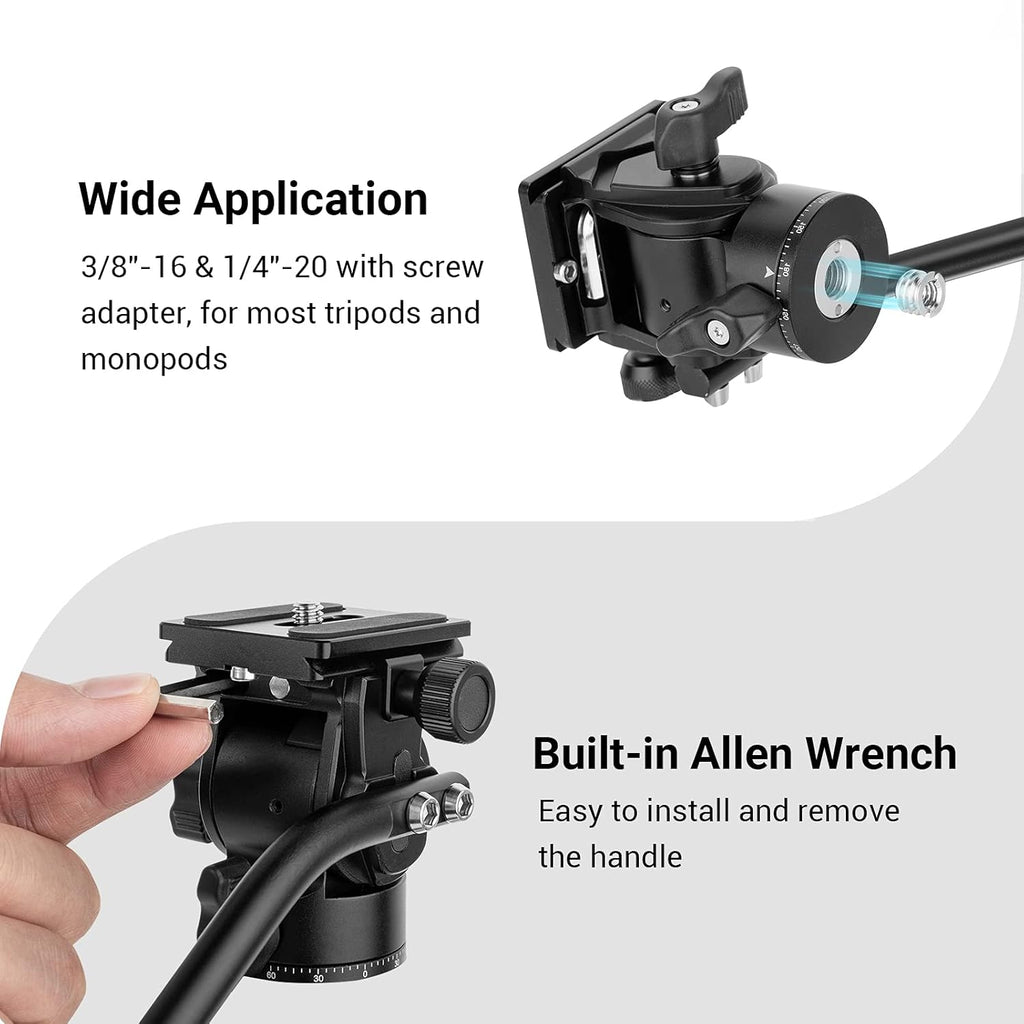 Fluid Head Pan Tilt Head with Quick Release Plate for Compact Video Cameras and DSLR Cameras, Pack of 2 O840236