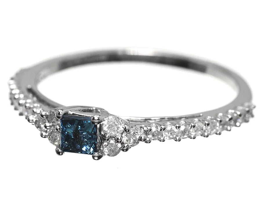 Blue Princess Diamond Solitaire Engagement Ring (0.51 ct) A103