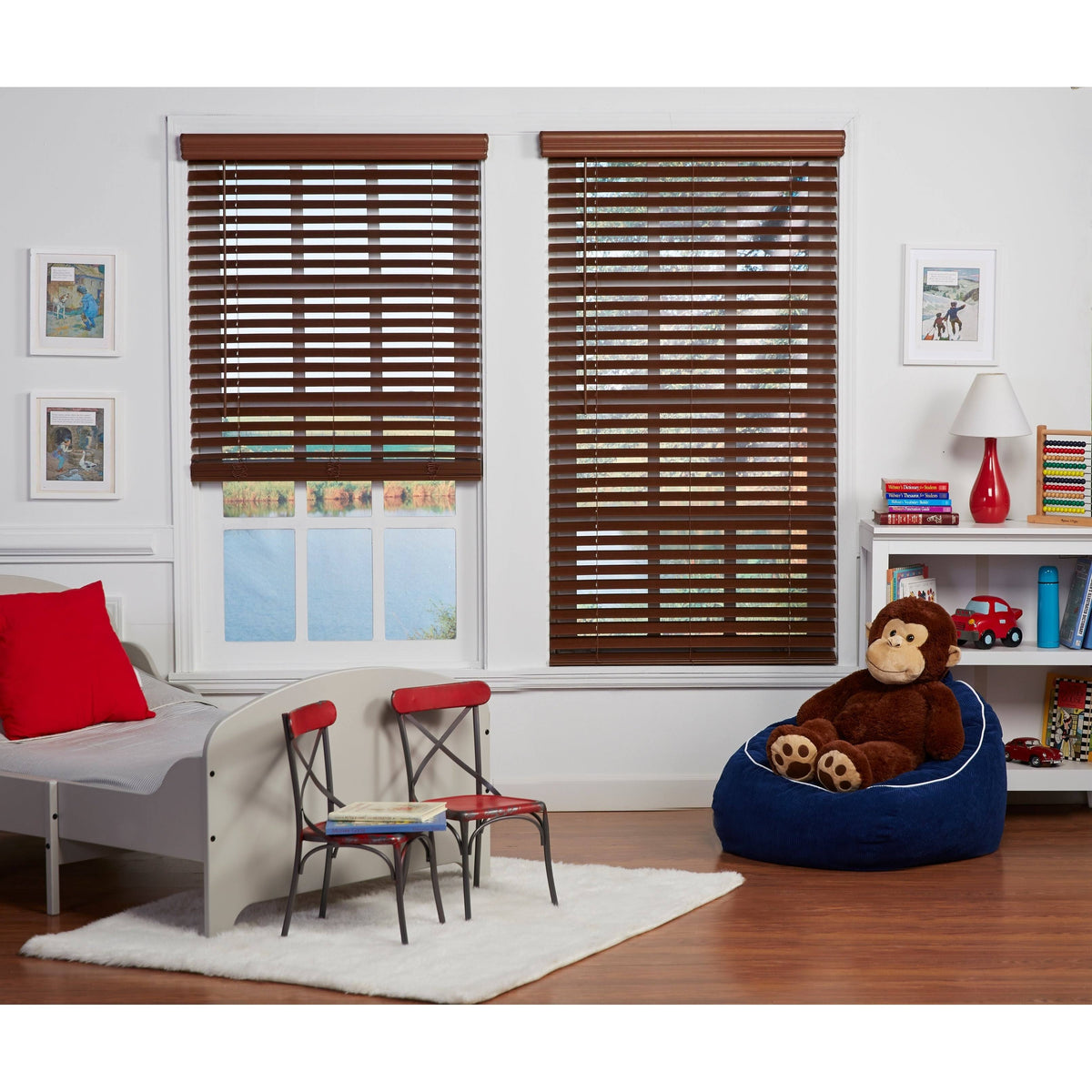 Dark Oak Cordless Faux Wood Blind P254