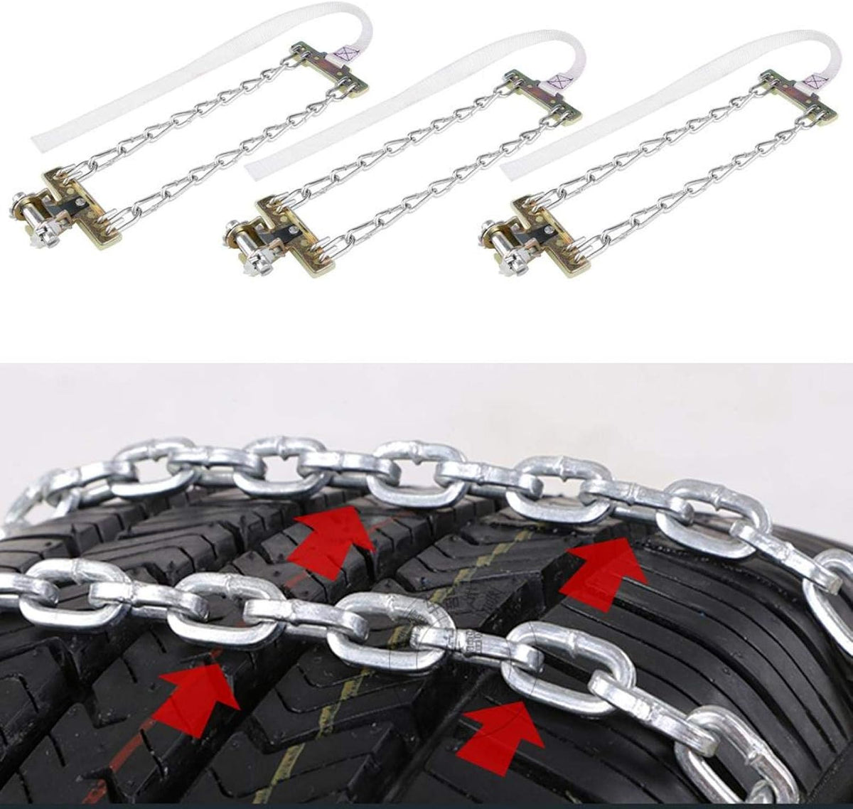 3pcs Steel Tire Anti-skid Snow Chains Pack of 2 T180266