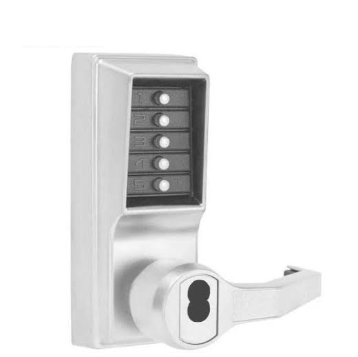 2.75 in. Right Hand Mechanical Pushbutton Lever Lock with Key Override Satin Chrom B15323