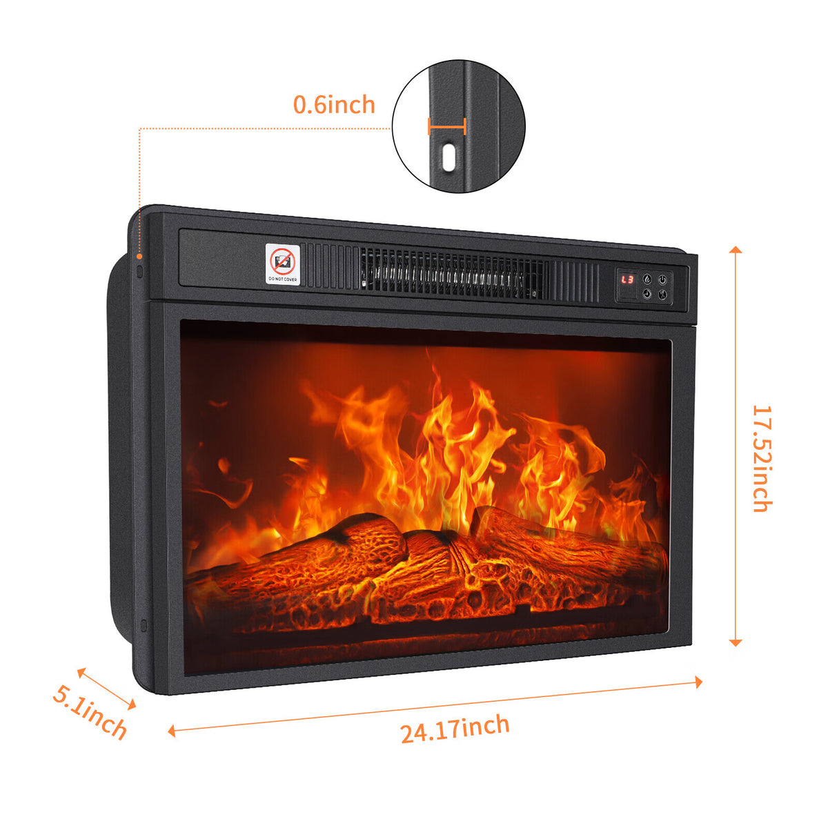23 inch Indoor Electric Fireplace Insert with Remote Control H511052
