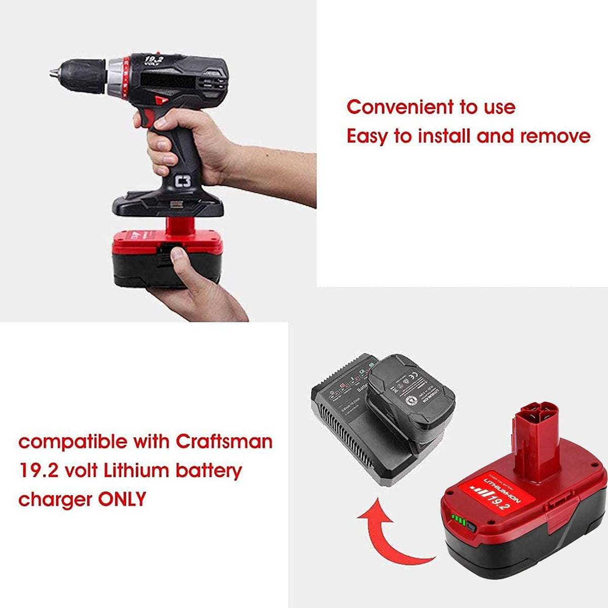 2 Pack 6000mAh 19.2V Lithium-ion Replacement Battery J390712