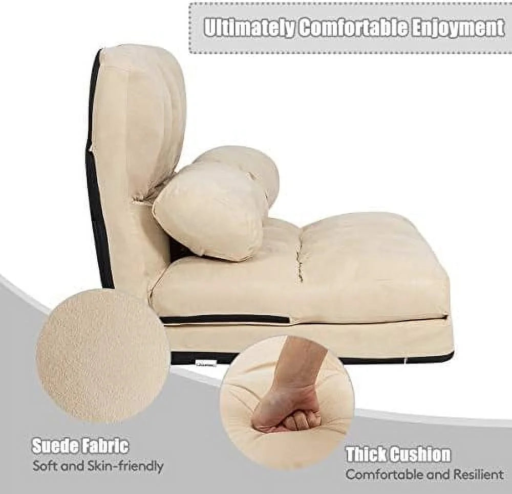 Gray Fabric Folding Sofa Bed with 2 Pillows O34973