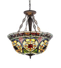 Tiffany-Style 3 Light Inverted Ceiling Pendant 22" Shade D8382