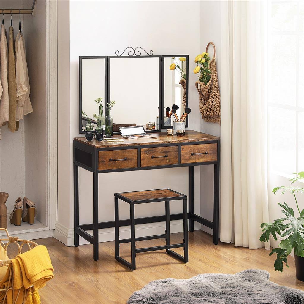 Industrial Makeup Table with Stool T5368