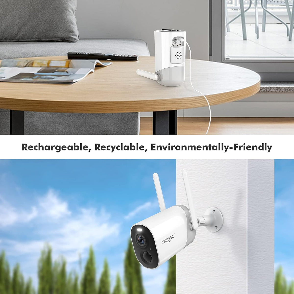 Wireless Outdoor Security Cameras with Spotlight & Siren, 1080P Battery Powered, AI Motion Detection, 2-Way Audio, Color Night Vision, IP66 Weatherproof H3593