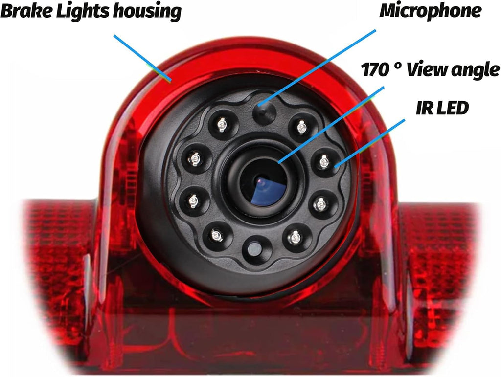 Rear View Backup Camera with Third Brake Light Waterproof Night Vision Reverse Camera Built-in Microphone Pack of 2 X85820