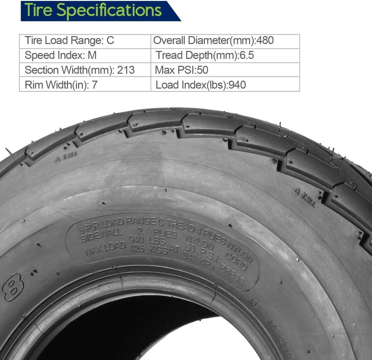 Boat Trailer Tires 18.5X8.50-8 6PR Load Range C, Set of 4 L8407