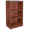 Cherry Wood 3-Shelf Accent Bookcase with Adjustable Shelves X436781
