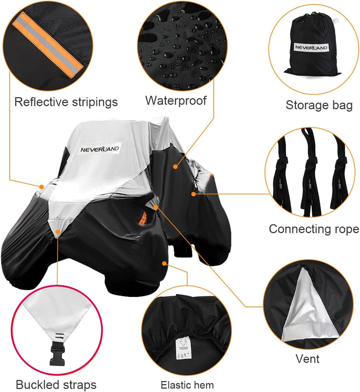 UTV Cover Waterproof 420D Heavy Duty Pack of 2 B789