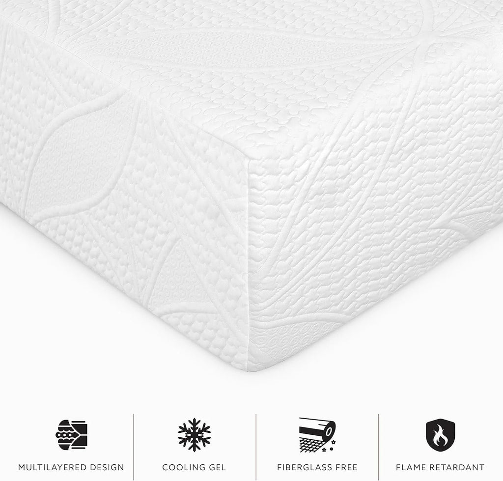 White Full Size 10 Inch Medium Plush Memory Foam Mattress S35016