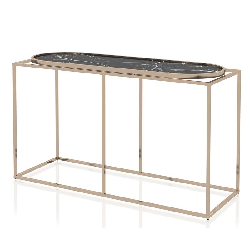 Metal Console Table in Champaign and Black J949189