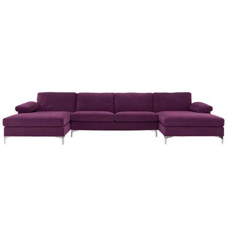 Purple Velvet Sectional S436396