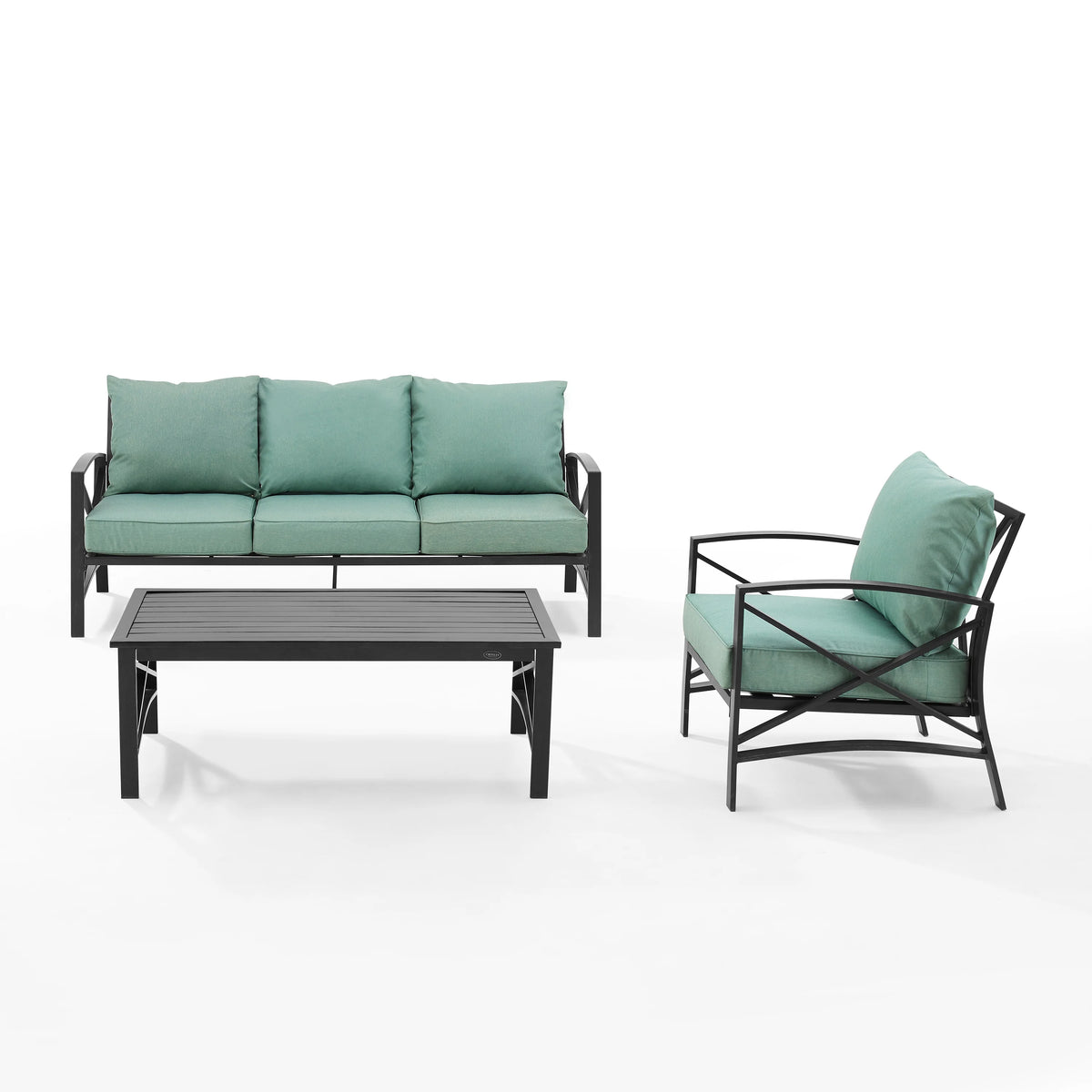Mist Green 3 Piece Metal Outdoor Sofa Set X3559