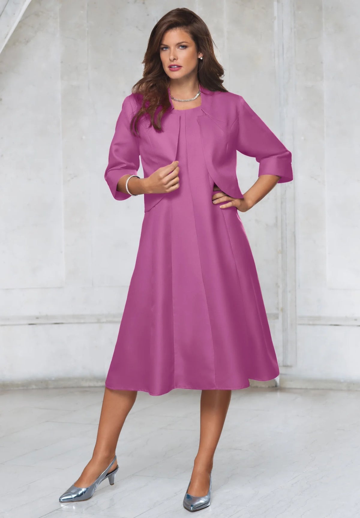 Plus Size Petite Fit-And-Flare Jacket Dress S91846