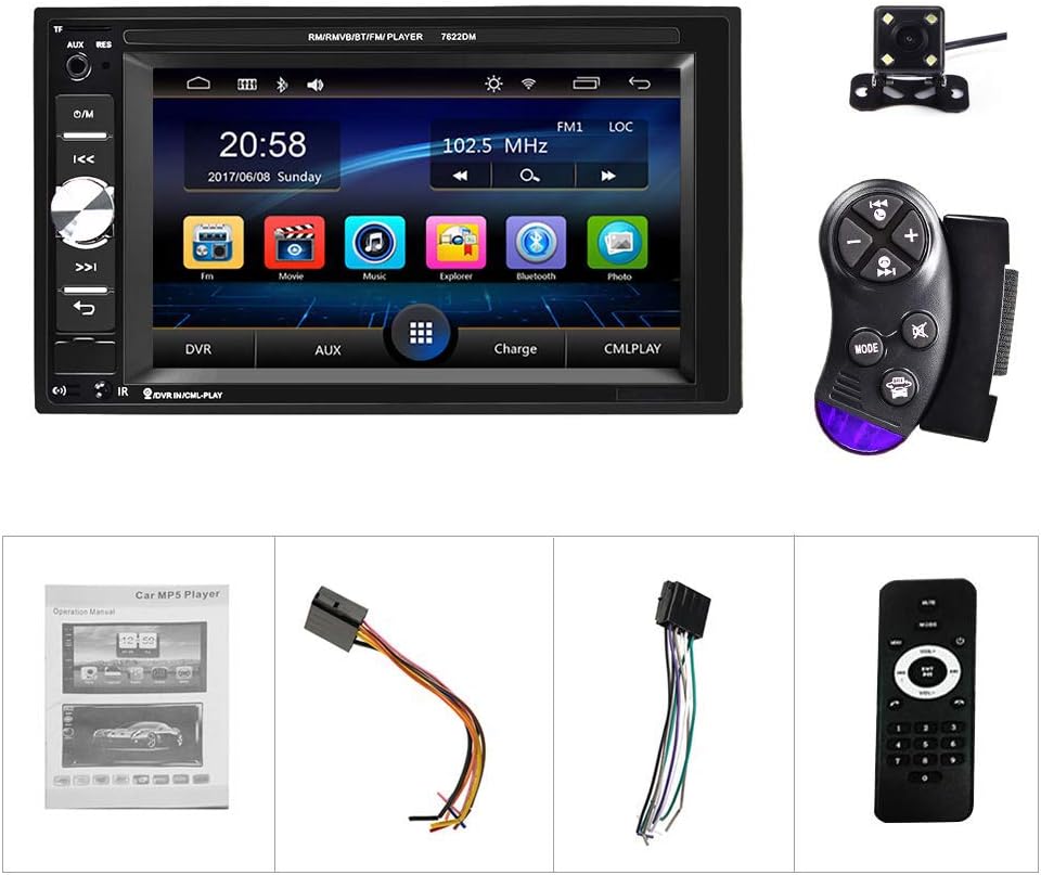 6.2 Inch Double Din Car Multimedia Player with Bluetooth and Backup Camera V5541