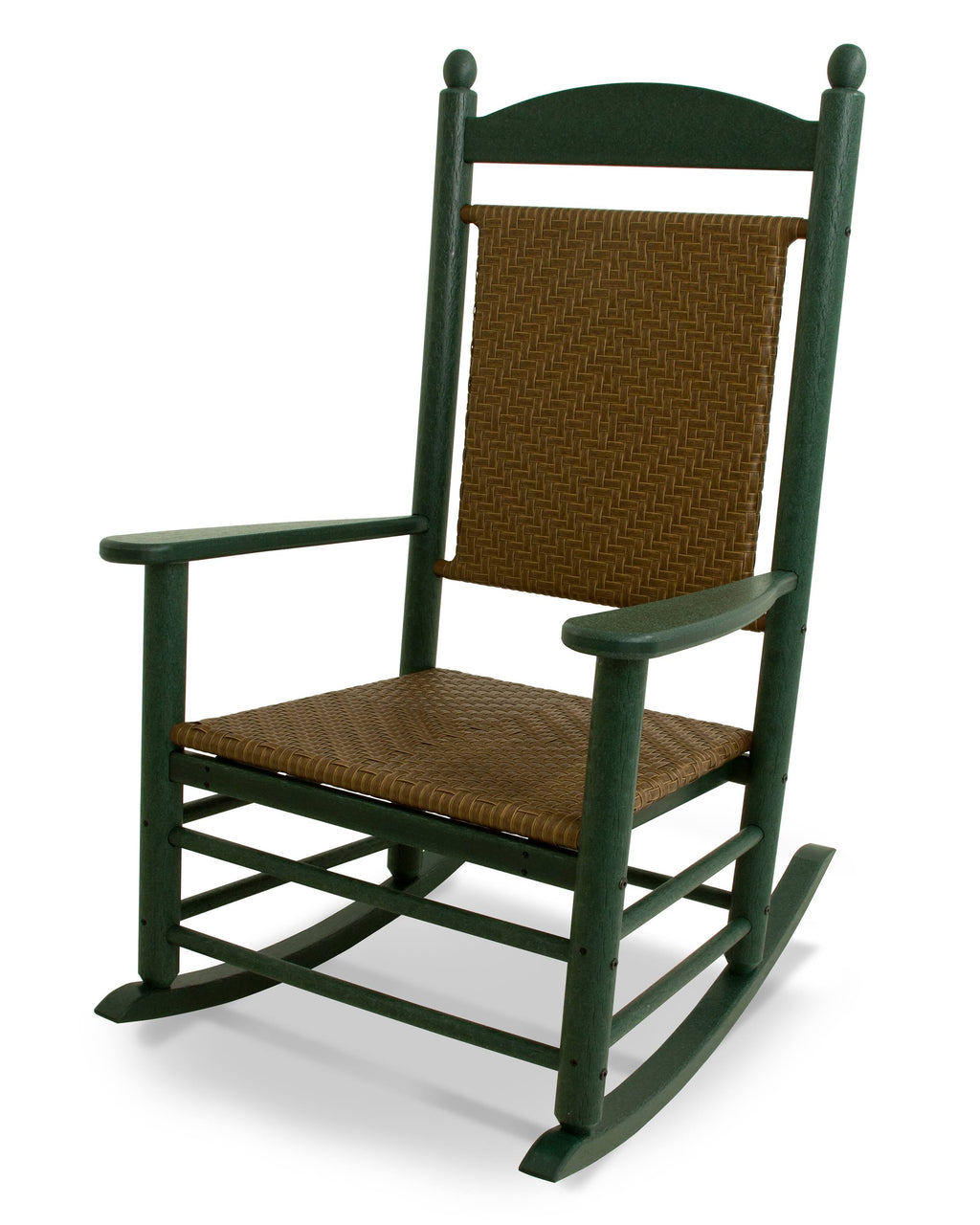 Green/Brown Recycled Plastic Rocking Chair with Woven Seat D338243