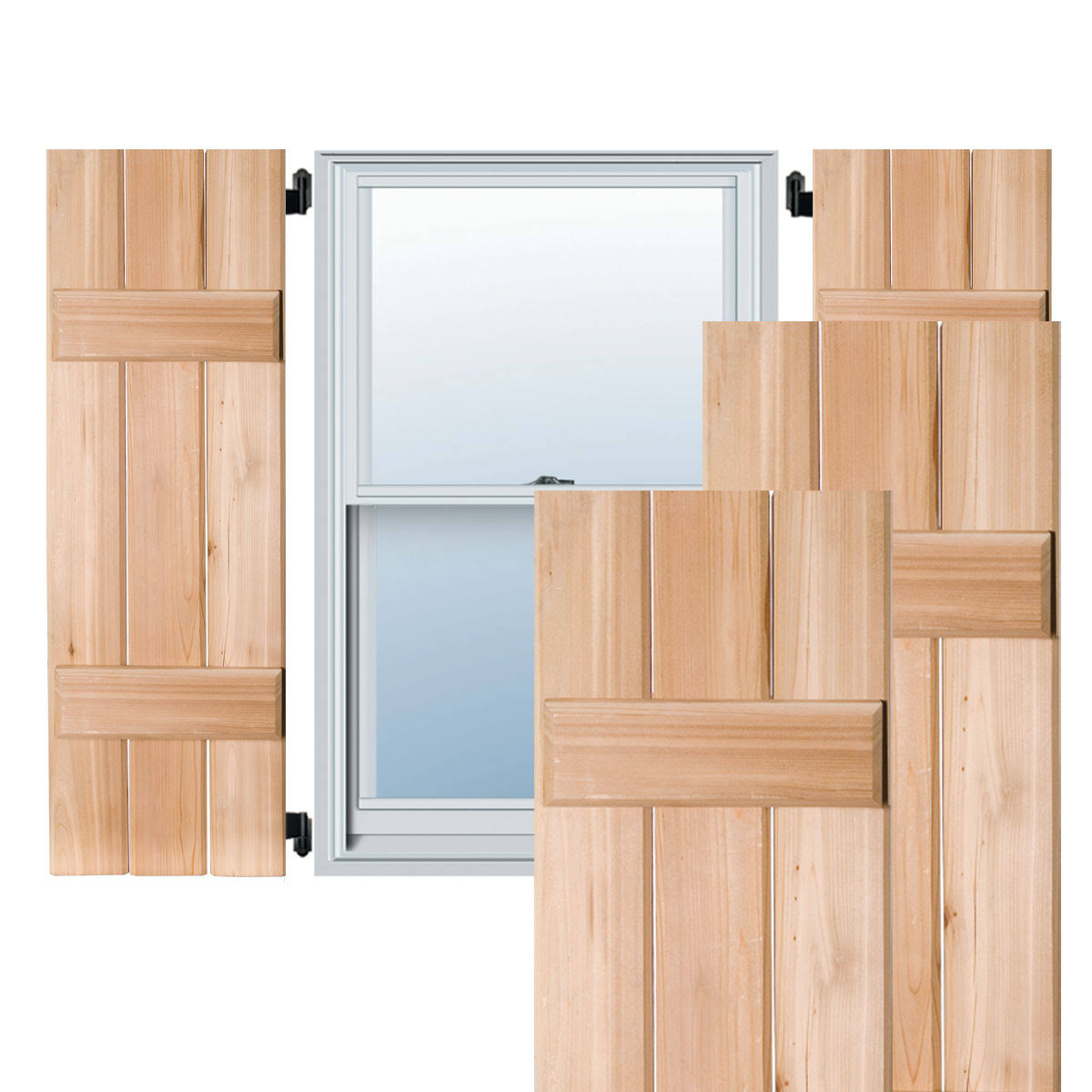 12 in. x 30 in. Pine Board and Batten Shutters Pair Unfinished D978