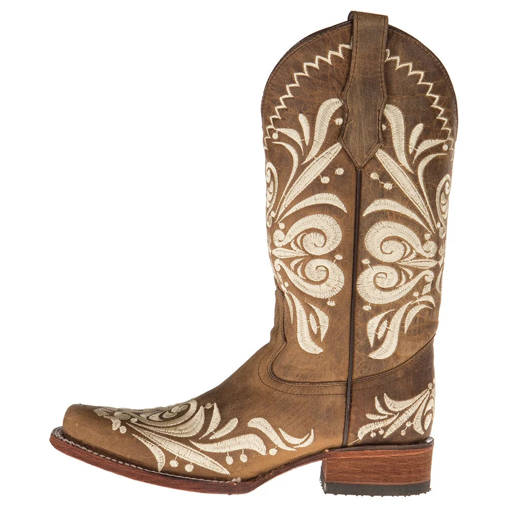 Tan Square Toe Boots Q3806