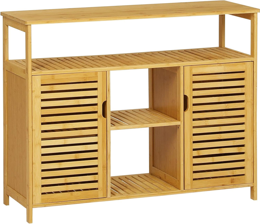 Bamboo Storage Cabinet with Cupboard and Shelves L5576