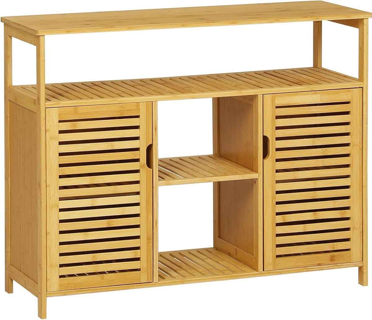 Bamboo Storage Cabinet with Cupboard and Shelves L5576