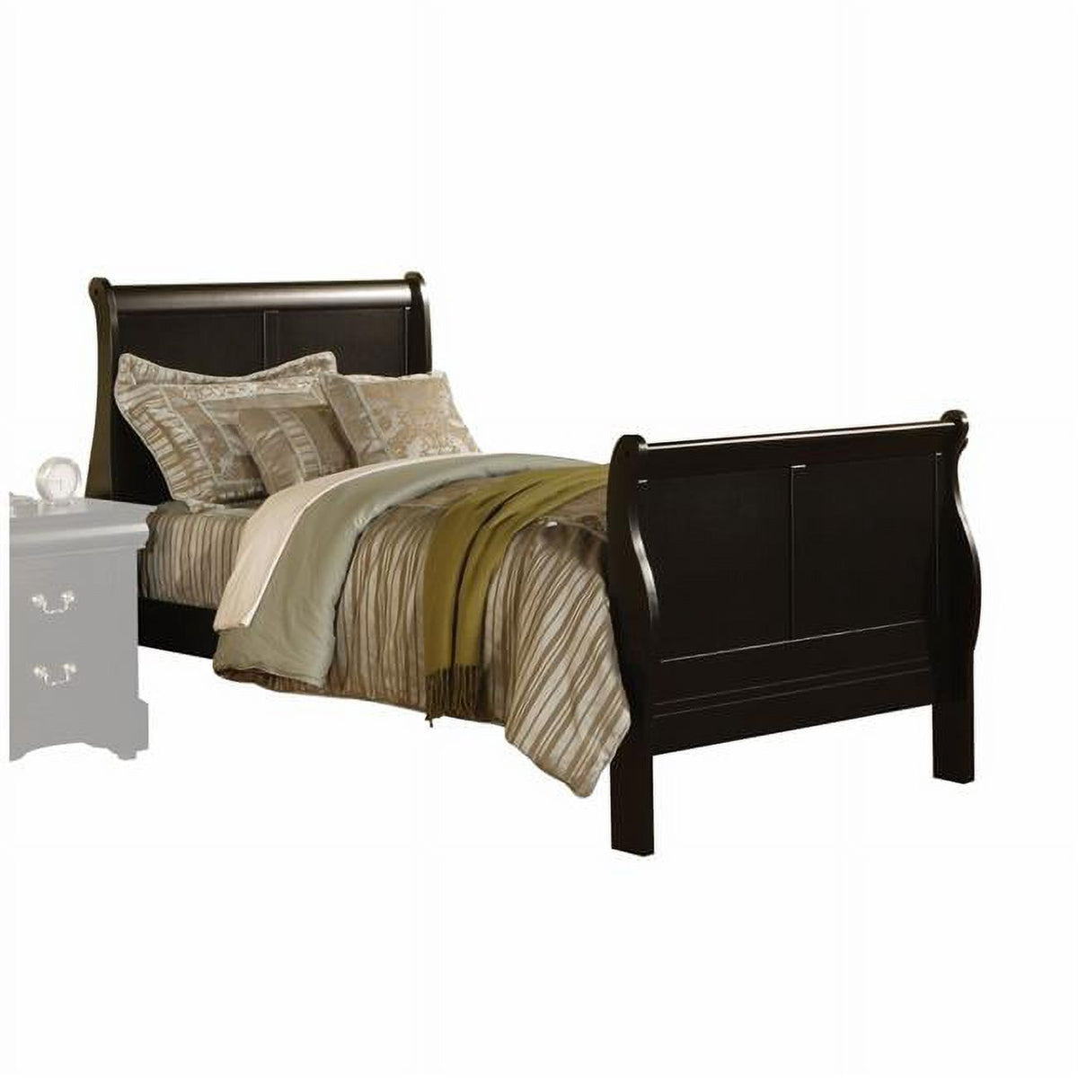 Black Full Size Wooden Sleigh Bed S6582