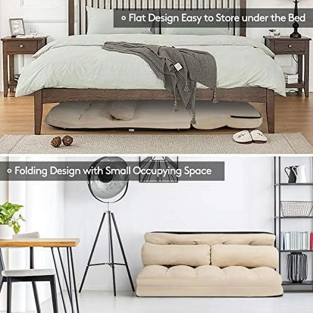 Gray Fabric Folding Sofa Bed with 2 Pillows O34973