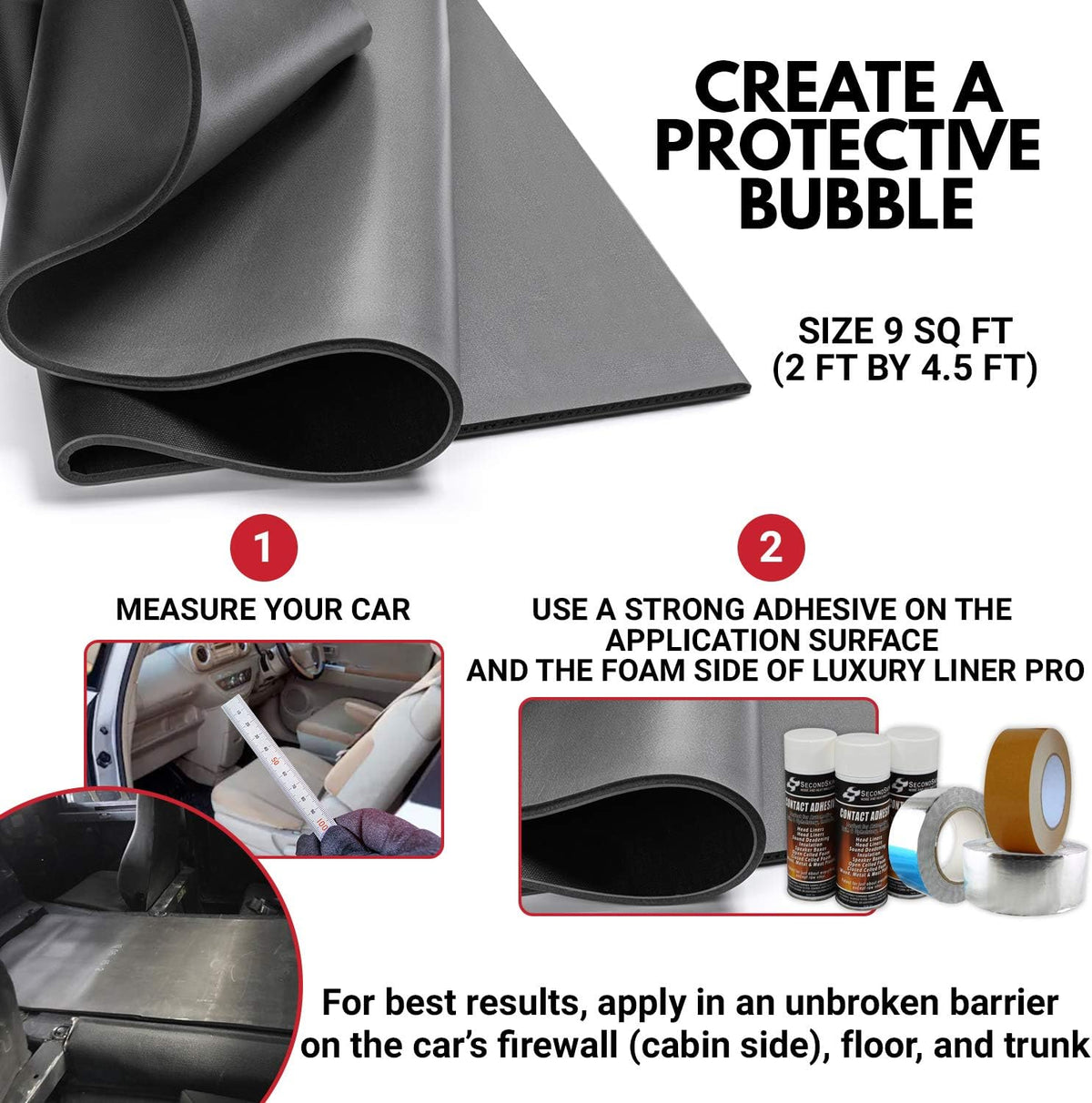 2 in 1 Sound Insulation for Cars Mass Loaded Vinyl and Closed Cell Foam W872250