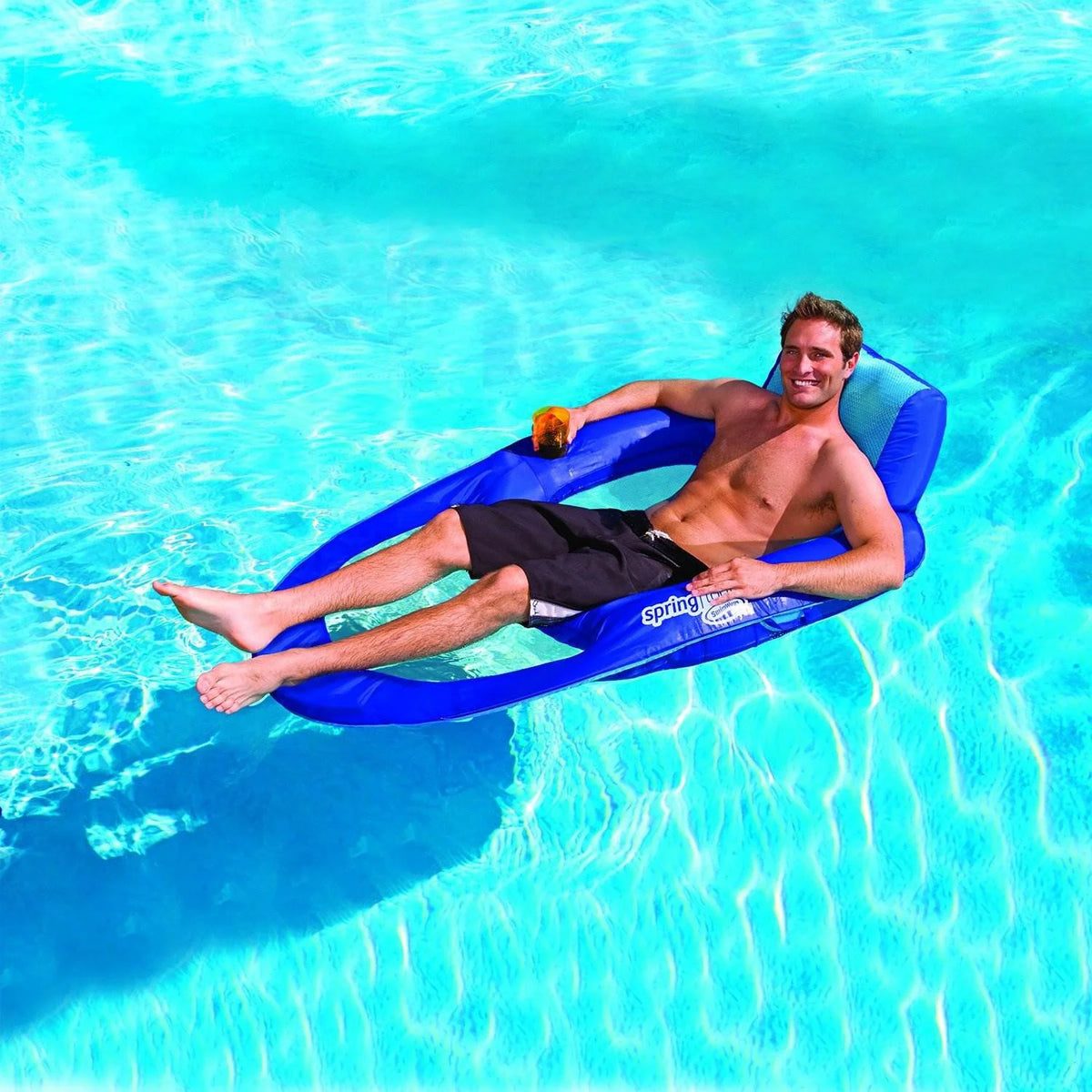 Dark & Light Blue Inflatable Floating Chair with Cup Holder (2 Pack) M7417