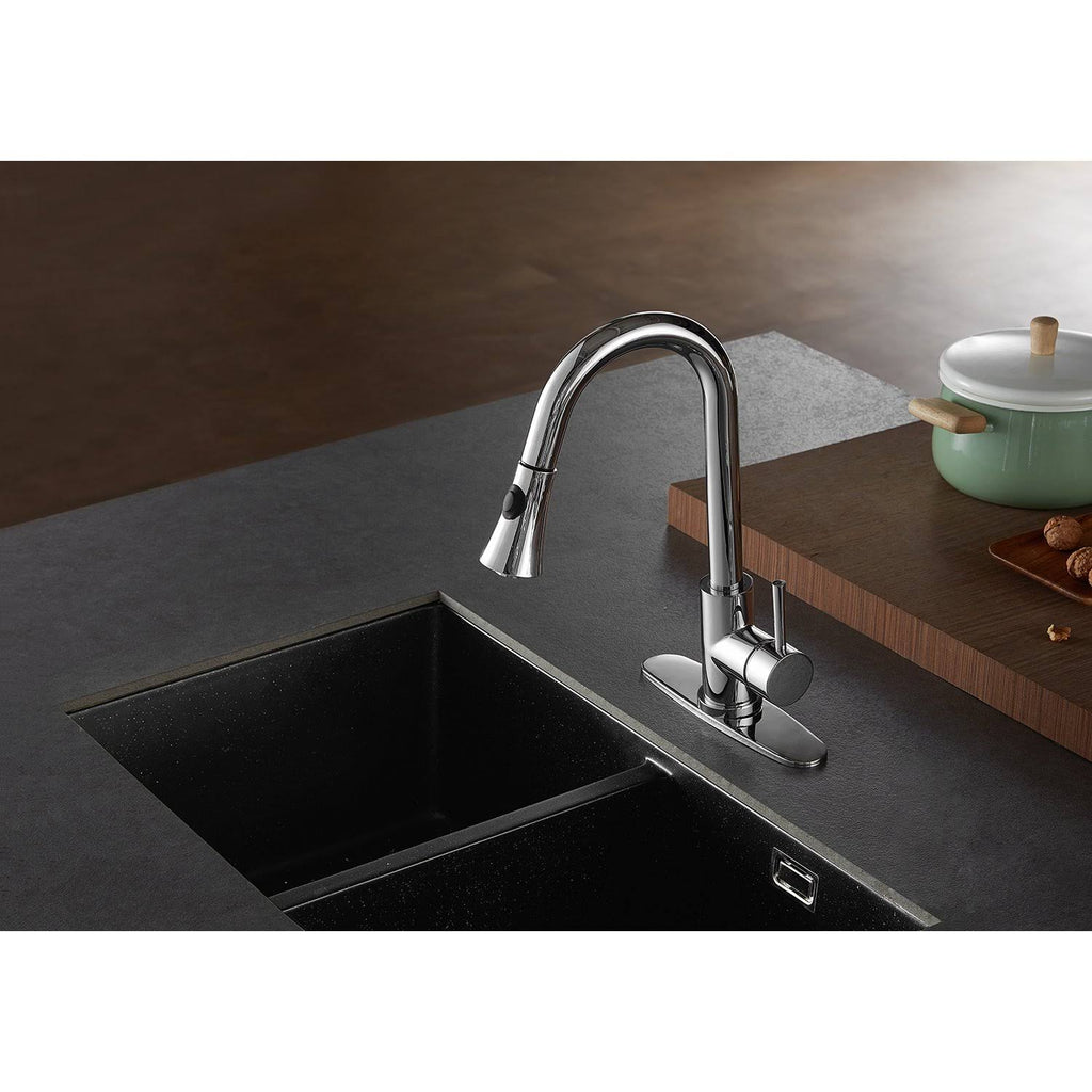 Satin Nickel Kitchen Faucet with Pull-Down Sprayer T10784