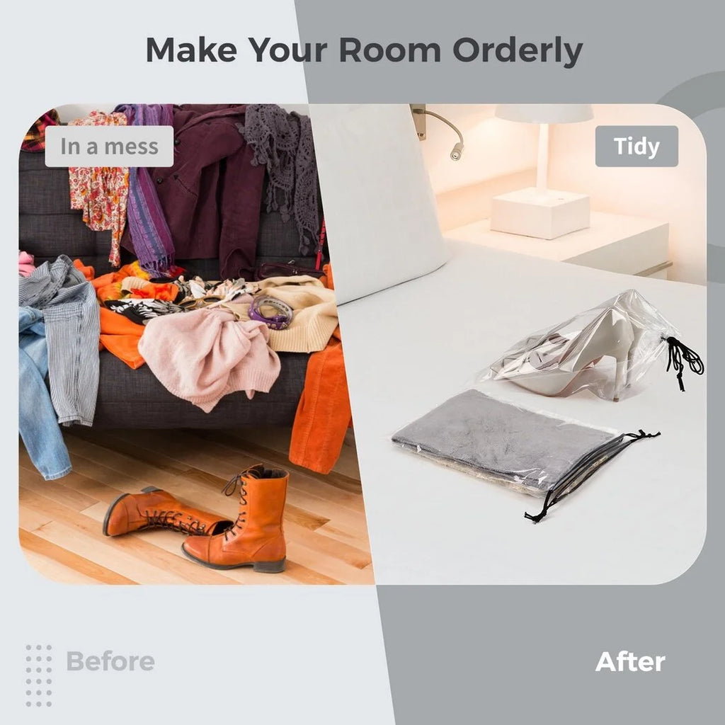 100Pcs Clear Drawstring Shoe Storage Bags V37013
