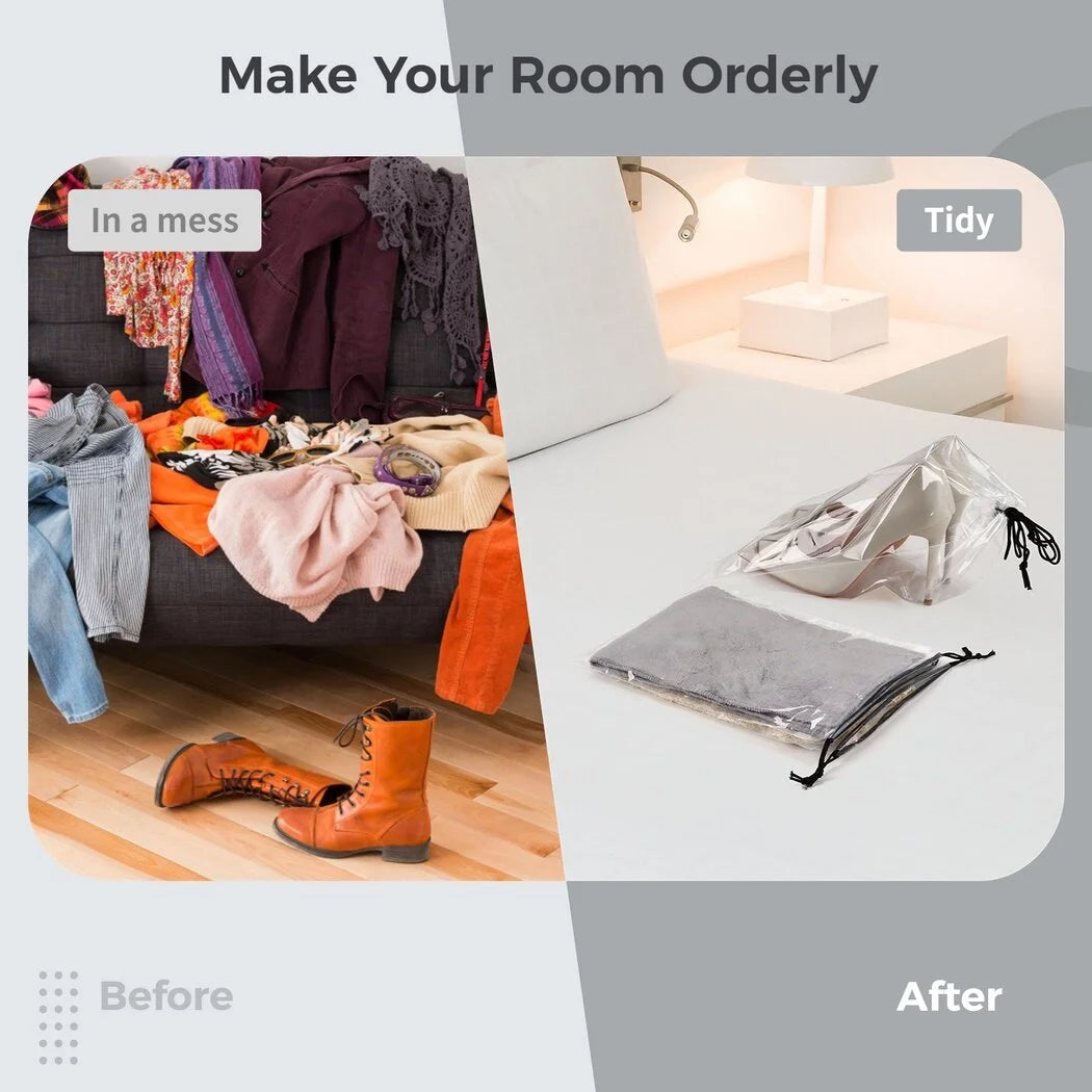 100Pcs Clear Drawstring Shoe Storage Bags V37013