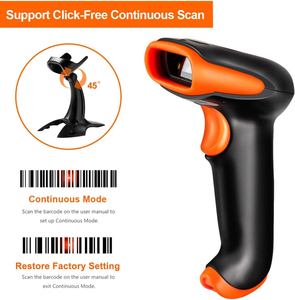2D QR Barcode Scanner with Stand, Bluetooth & 2.4GHz Wireless & USB Wired, Pack of 2 Y545