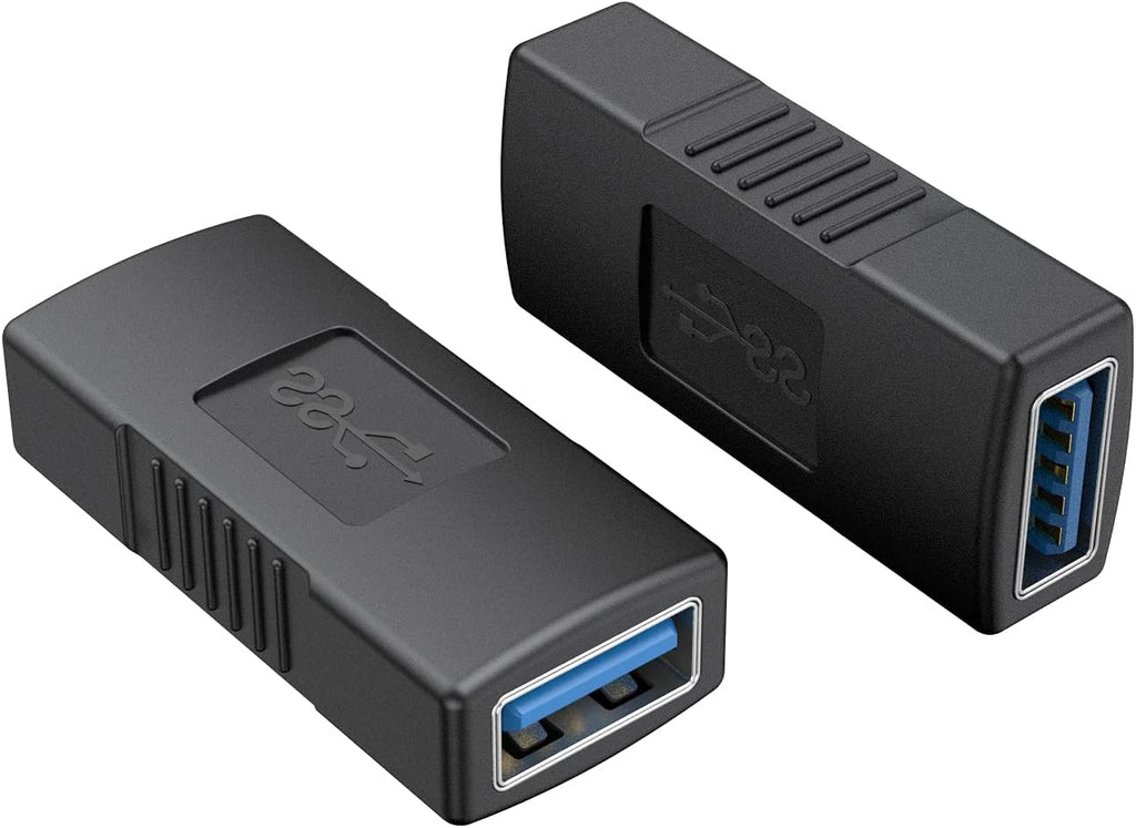 USB 3.0 Type A Female to Female Extension Adapter, Black, 2 Pack P98569