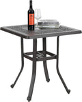 27.5 Patio Cast Aluminum Square Bistro Dining Table with Umbrella Hole V63473