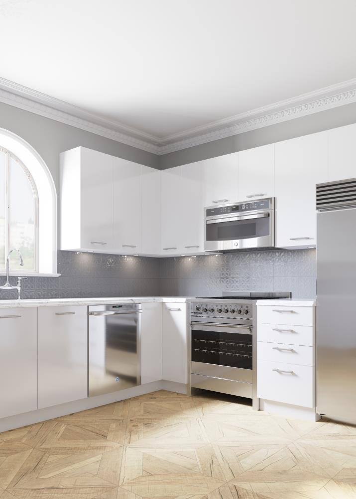Glossy White Laminate Door Base Cabinet J56466