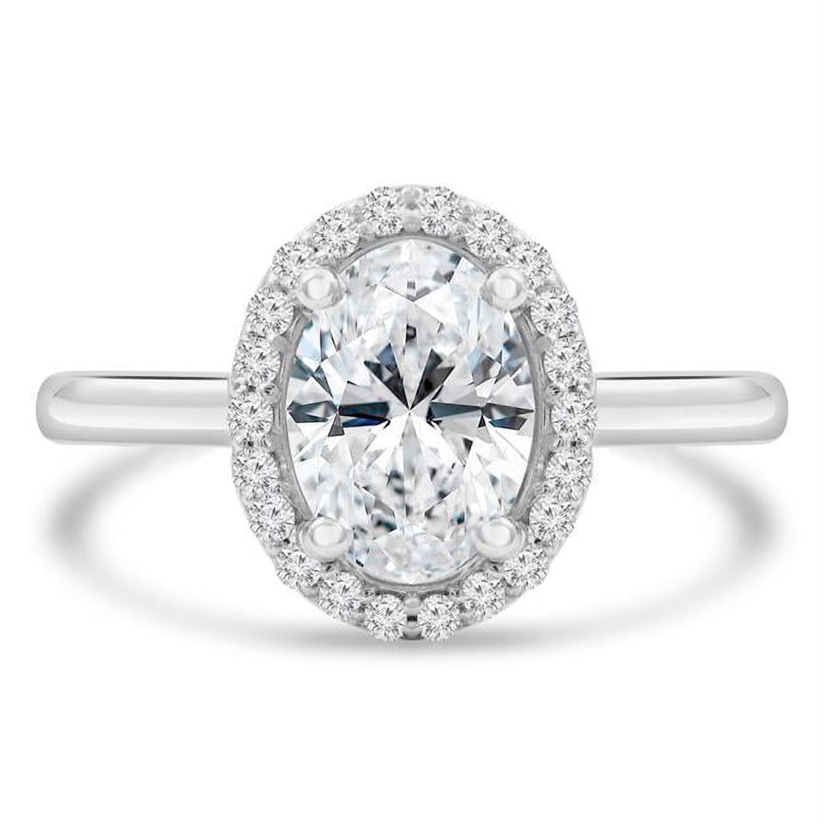 1.25 CTW Oval Diamond Halo Engagement Ring in 14K White Gold A5141
